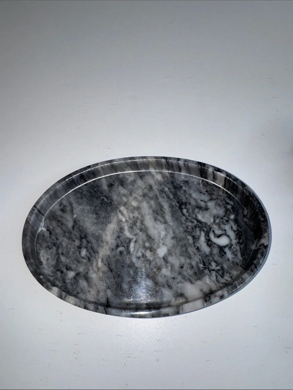 Vintage Gray Marble Six Cup Shot Glass Set with Oval Serving Tray – Hand Carved